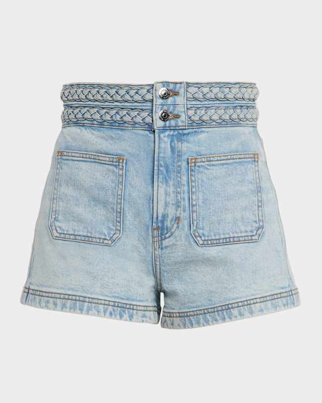 Elijah Braided Patch Pocket Denim Shorts